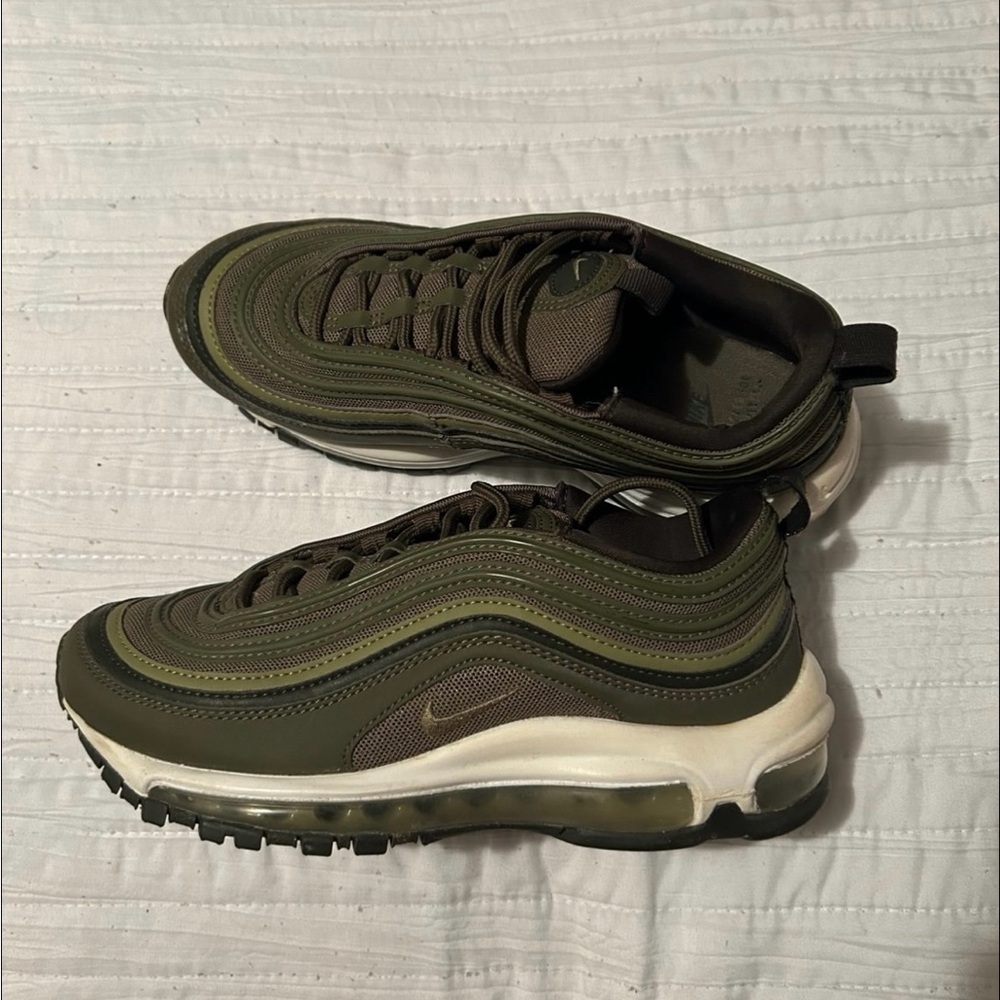 Nike Women's Air Max 97 Olive and White Sneakers